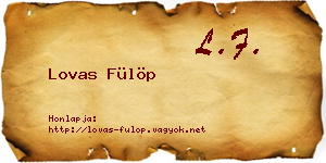 Lovas Fülöp névjegykártya